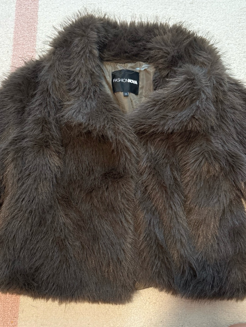 Fashion Nova Faux Fur Jacket in Dark Brown